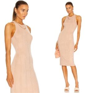 L'AGENCE Beige Midi Dress